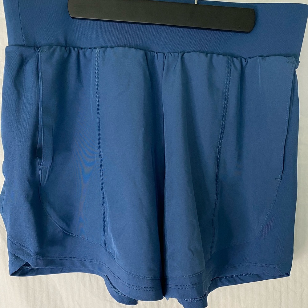 Blue Hi-Waist Exercise Shorts With Pockets by Tek Gear